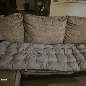 Gray Tufted Polyester Cushion